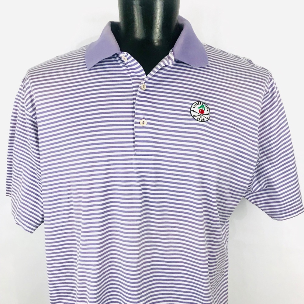 Men’s Peter Millar Golf Polo Shirt Purple Striped